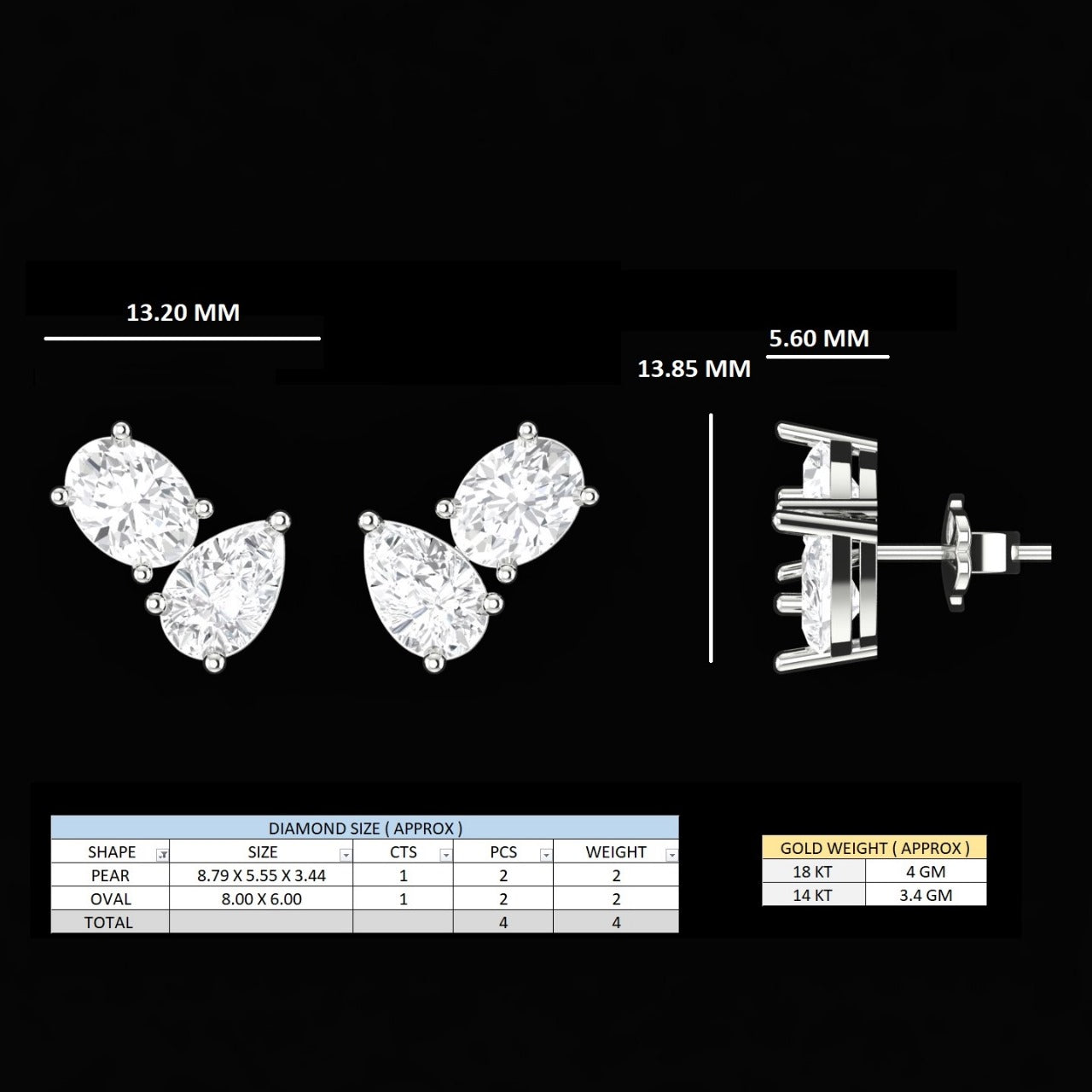La DiaMantés | Twilight Pear Diamond Studs